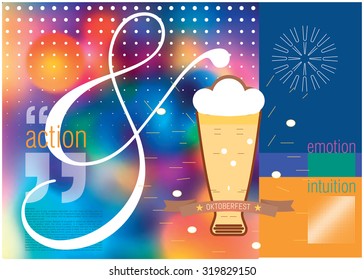 The idea of design for the Oktoberfest. Sample cover background brochures, booklets and presentations. Graphic elements used in conjunction with a blurred background.