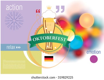 The idea of design for the Oktoberfest. Sample cover background brochures, booklets and presentations. Graphic elements used in conjunction with a blurred background.