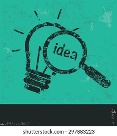 Idea design on green background,grunge vector