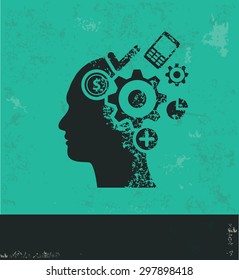 Idea design on green background,grunge vector