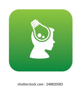 Idea design on green flat button,clean vector