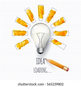 Idea. Design of progress bar, loading creativity