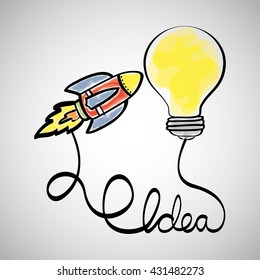 Idea design. sketch icon. White background , vector