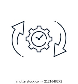 The idea of ​​the development process, setting the time, working hours, daily routine. Vector icon isolated on white background.