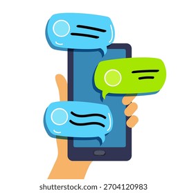 la idea del diálogo en Internet. una conversación en una tienda en línea. El concepto de un chatbot para la Asistencia técnica. holding es un chat en línea. 