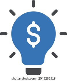 icono de color de glifo vectorial de dólar de idea