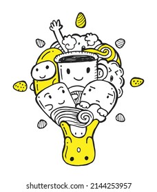 idea doodle in flat cartoon style