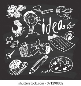 idea doodle on chalkboard background