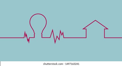 The idea of an electrocardiogram. Isolated on blue background.