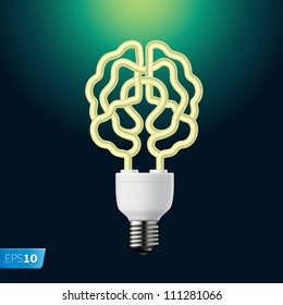 Idea energy bulb brain, vector Eps10 illustration.