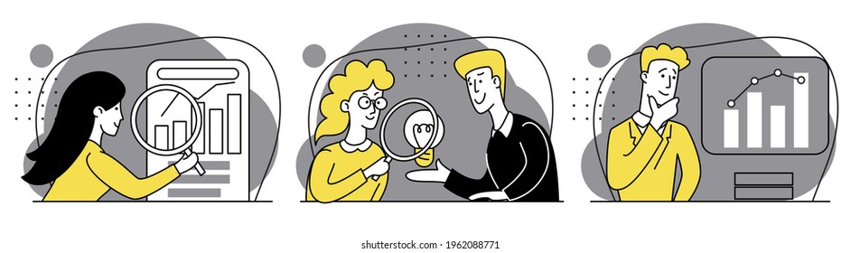 Idea, enterprise strategy, development abstract concept vector illustration set. Business rule and business intelligence, application software, analytics, data management, marketing abstract metaphor