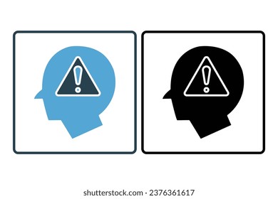 Idea error icon. head with exclamation mark. icon related to warning, notification. suitable for app, user interfaces, printable etc. Solid icon style. Simple vector design editable