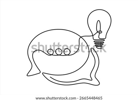 Idea Exchange Brainstorming and Communication with a Light Bulb. line icon-continuous line drawing. Editable stroke. 
