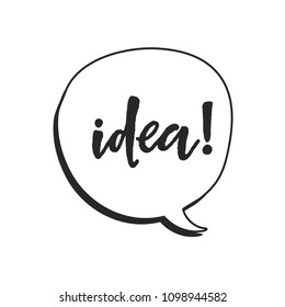 Idea expression in white speech bubbles. Black and white vector illustration. Dialogue cloud.