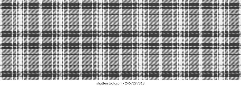 Idea fabric seamless textile, calm tartan pattern plaid. Reel check vector background texture in white and grey color.