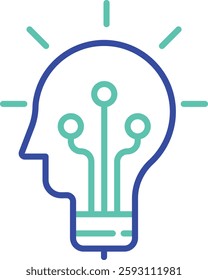 Idea face outline dual color vector illustration icon design