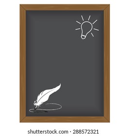 idea and feathers Vector illustration on a blackboard background