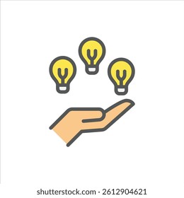 idea filled outline icon. light bulb color line illustration.