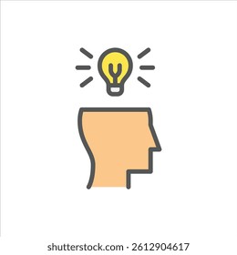 idea filled outline icon. thinking color line illustration.