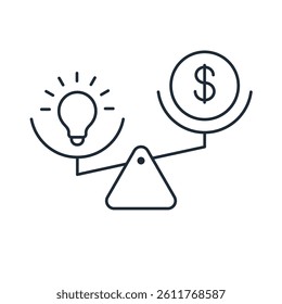 The idea is financial profit.   Generate revenue or income, business idea to make money, gain profit or create sales concept. Vector linear icon isolated on white background.