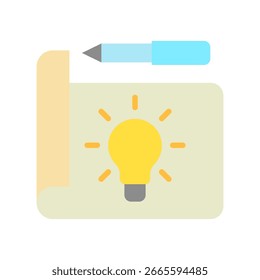 Idea Flat Color Mini Illustration Icon. Use For Modern Concept, Print, Ui, Ux Kit, Web And App Development. Vector Related To Office, Education, Examination And More