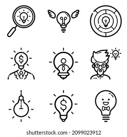Idea Flat Icon Set Isolated On White Background