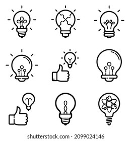Idea Flat Icon Set Isolated On White Background