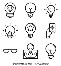 Idea Flat Icon Set Isolated On White Background
