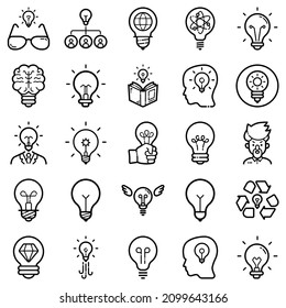 Idea Flat Icon Set Isolated On White Background