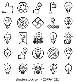 Idea Flat Icon Set Isolated On White Background