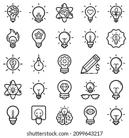 Idea Flat Icon Set Isolated On White Background