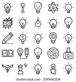 Idea Flat Icon Set Isolated On White Background
