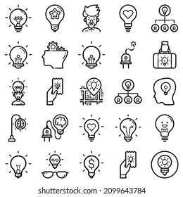 Idea Flat Icon Set Isolated On White Background
