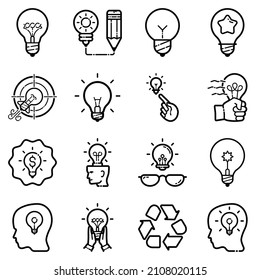 Idea Flat Icon Set Isolated On White Background