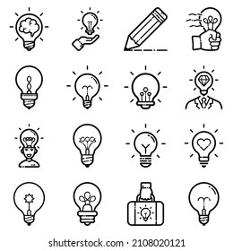 Idea Flat Icon Set Isolated On White Background