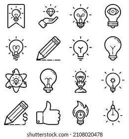 Idea Flat Icon Set Isolated On White Background