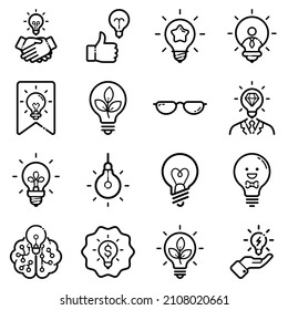 Idea Flat Icon Set Isolated On White Background