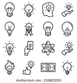 Idea Flat Icon Set Isolated On White Background