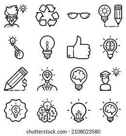 Idea Flat Icon Set Isolated On White Background