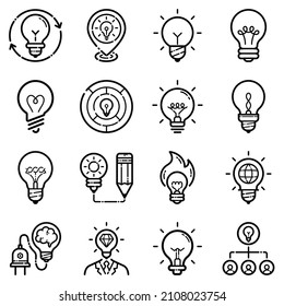 Idea Flat Icon Set Isolated On White Background