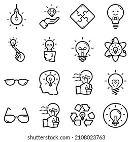 Idea Flat Icon Set Isolated On White Background