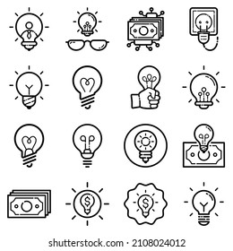 Idea Flat Icon Set Isolated On White Background