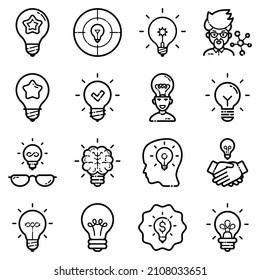 Idea Flat Icon Set Isolated On White Background