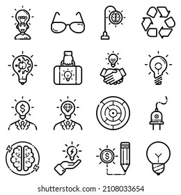 Idea Flat Icon Set Isolated On White Background