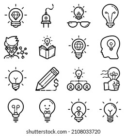 Idea Flat Icon Set Isolated On White Background