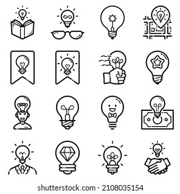 Idea Flat Icon Set Isolated On White Background