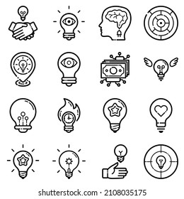 Idea Flat Icon Set Isolated On White Background