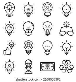 Idea Flat Icon Set Isolated On White Background