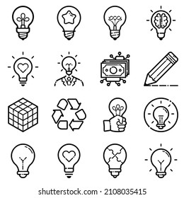 Idea Flat Icon Set Isolated On White Background