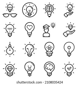 Idea Flat Icon Set Isolated On White Background